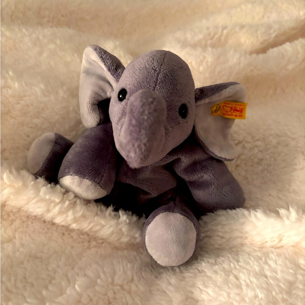 Vintage Steiff Elephant Plush Trampili Floppy w/button